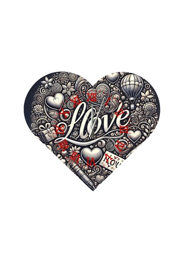 Ti-play Ks33 Kalp Şeklinde 30x30 Cm Hediyelik Duvar Saati ÇOk Renkli