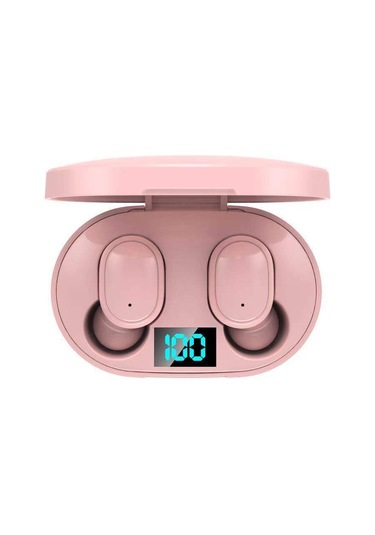 E6s Led Ekran Tws Kablosuz Bluetooth Kulaklık Pembe