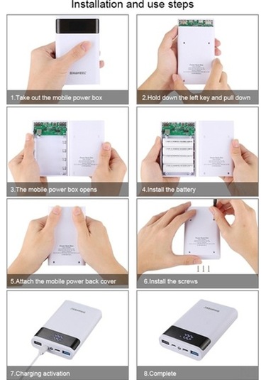 Flybuy Haweel Hwl9600 Beyaz 4x18650 Usb Çift Çıkışlı Lcd Powerbank Kutusu Piller Dahil Değil BEYAZ