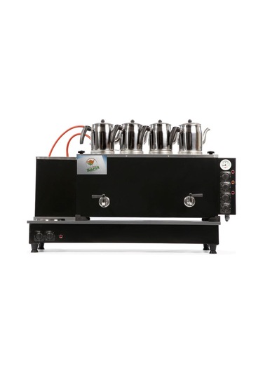 4 Demlikli Siyah Boyalı Çay Ocağı Çay Kazanı Sadece Elektirikli