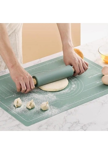 Novahub Yeşil Dayanıklı Silikon Hamur Mat - Anti-düşük Sıcaklık Yoğurma Mat - Kaymaz - Çok Fonksiyonlu Tatlı Pasta Hamur Sarma Mat