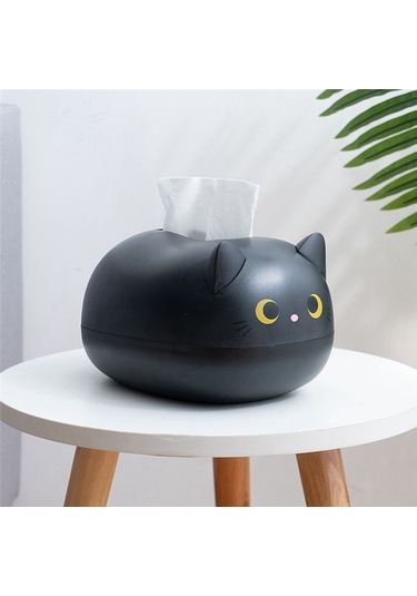 Xurunkeji Sevimli Oturma Odası Peçete Saklama Kutusu Mutfak Kağıt Kutusu Masaüstü Tuvalet Kağıdı Tutucu Banyo Yatakhanesi İçin - Siyah Siyah