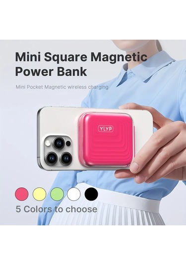 Brightnova Rosy 5000mah Mini Ultra Ince Manyetik Kablosuz Power Bank 15w Kablosuz Sarj 225w Pd Hizli Sarj Led Ekran Alt N