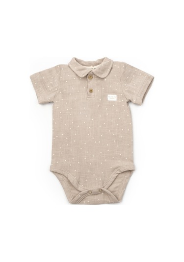 Bebek 2li Kısa Kollu Badi Müslin %100 Pamuk, Bebek Ve Yenidoğan Serisi - Ekru