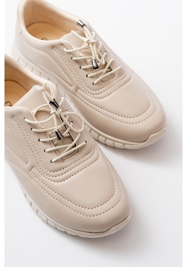 Aska Shoes K-504 Bağcıklı Desenli Günlük Spor Ayakkabı Bej