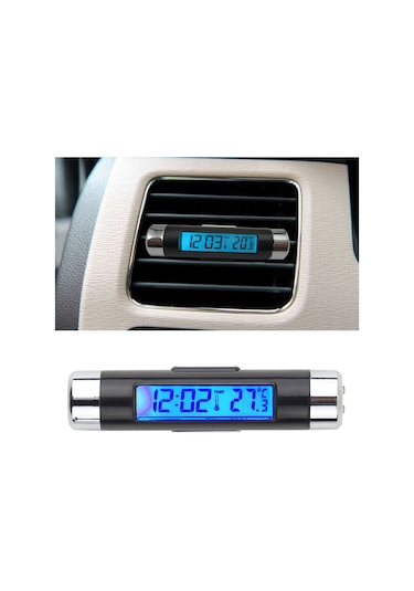 Araba için Klipsli Dijital Aydınlatmalı Lcd Saat Termometre