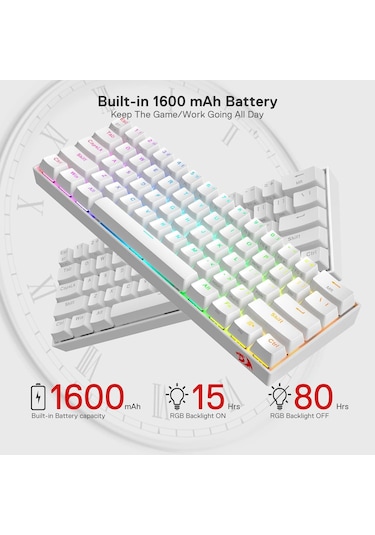 Redragon K530 Draconic%60 Kompakt Rgb Kablosuz, 5.0 Bluetooth Oyu