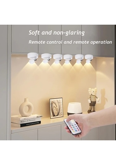 Fastbuy Siyah 1 Bilgisayar Led Manyetik Duvar Lambası Uzaktan Kumandalı Pil İle Çalışır Yapışkanlı Dekorasyon Siyah