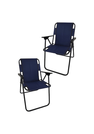 Bofigo 60X80 Granit Desenli Katlanır Masa + 2 Adet Katlanır Sandalye Kamp Seti Bahçe Takımı Lacivert