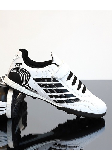 Kidessa 1746-1350 Bantlı Çocuk Halı Saha Futbol Ayakkabısı Beyaz Çok Renkli