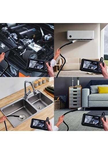 Xuweiwei İnskam 4.3 İnç Çift Lensli 8 Mm 5 M Endüstriyel Borescope Analog Dijital Endoskop Kamera Abs Malzeme Usb Pil Otomotiv Klima Boru Tamiri