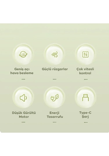 Ally S21 Şarjlı Fan Ergonomik Ev Ofis Sessiz Vantilatör