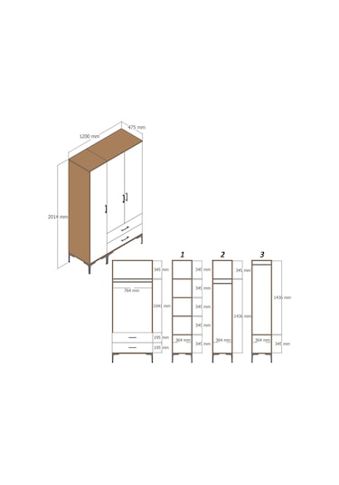 Variant Kumsal 3 Kapılı Rt Gardrop - Beyaz / Beyaz