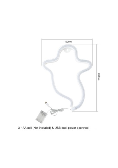 Maiyame Halloween Hayalet Led Işığı - 3xaa Pil Ve Usb Çift Besleme - Sürekli Aydınlatma - Beyaz Işık Beyaz