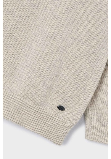 Erkek Çocuk Bisiklet Yaka Basic Triko Kazak - Bej Siyah