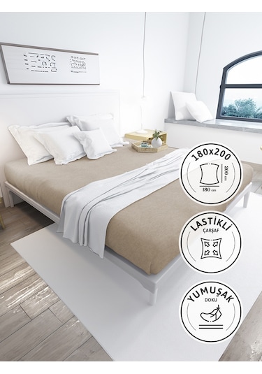 Favora Battal Boy Lastikli Penye Çarşaf - Kahverengi