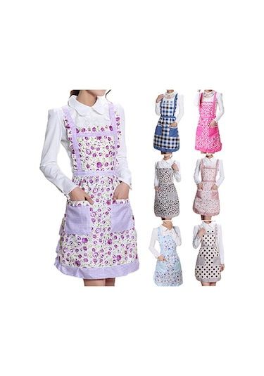 Kadın Önlüğü Rahat Aşçı Şef Çiçek Cep Mutfak Restoran Prenses Önlüğü 9