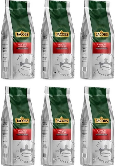 Jacobs Banquet Medium Espresso Beans Çekirdek Kahve 6 x 1 KG