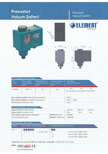 Element Elt-prv-1 Vakum Prosestat - Vakum Şalteri
