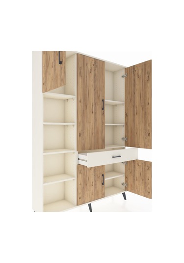 Arges Dolap 8 Raflı Tek Çekmeceli 5 Kapaklı 132x30x195 Aytaşı... Aytaşı