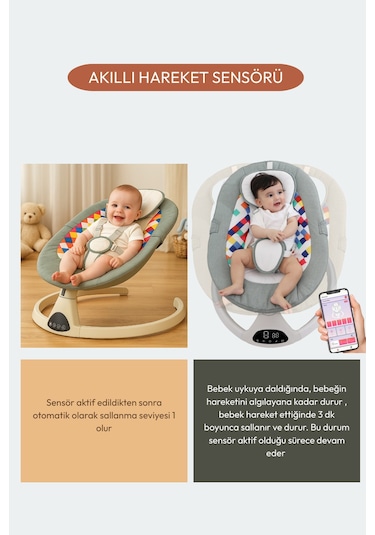 Safezone Sensörlü Elektrikli Otomatik Sallanan Ana Kucağı