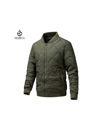 Kışlık Pamuklu Ceketler, Erkek Dik Yaka Fermuarlı Montlar, Günlük Ceketler, Erkek Hırkaları, Erkek Giyim Yeşil