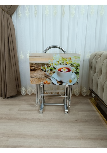 Çanta Zigon Sehpa,4'lü Sehpa, Zigon Sehpa, Camlı Sehpa - Fincan