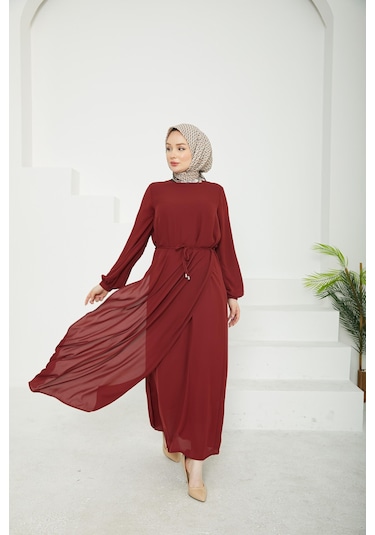 Armine Trend Kolları Lastikli Astarlı Elbise Bordo 25yt927 Bordo Armine Trend Kolları Lastikli Astarlı Elbise Bordo 25yt927 Bordo
