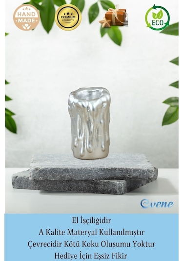 Mumluk Şamdan Tealight Mum Uyumlu Büyük Erimiş Mum Model - Gümüş