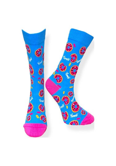 5'li Unısex Donut Tasarımlı Esnek Nem Alabilen Pamuklu Spor Soket Çoraplar Çok Renkli