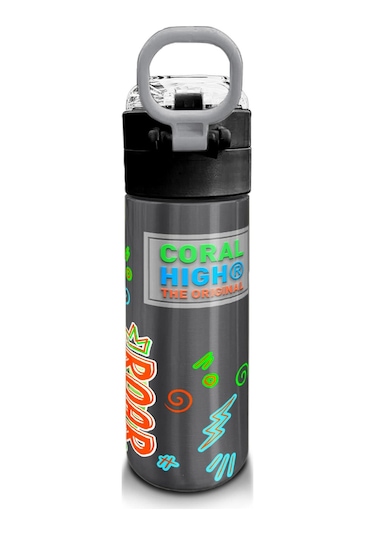 Coral High Kids Siyah Gri Dinozor Desenli Pipetli Ve Direkt İçim Çelik Termos 500 Ml 31946 Siyah - Yeşil