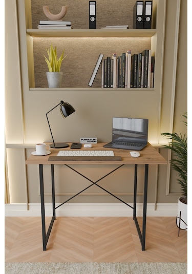 Metal Ayaklı Çalışma Masası Ofis Masası Atlantik Çam 60 x 90