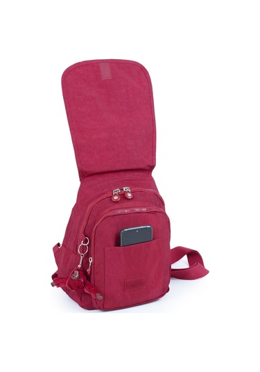 Küçük Boy Krinkıl/klinkır Su Geçirmez Çok Gözlü Uzun Askı Günlük El Omuz Sırt Çantası Kırmızı 13-5a Kırmızı