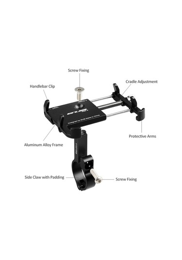 Besthome1 Alüminyum Bisiklet Telefon Tutucu, 3.5-6.2 İnç Telefonlar İçin Ayarı Değiştirilebilir, Siyah, Hafif Ve Dayanıklı Siya Siyah