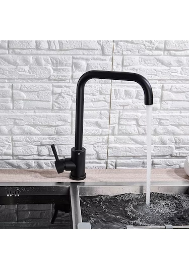 Siyah Mat Mutfak Eviye Bataryası Lavabo Musluğu Matte Black