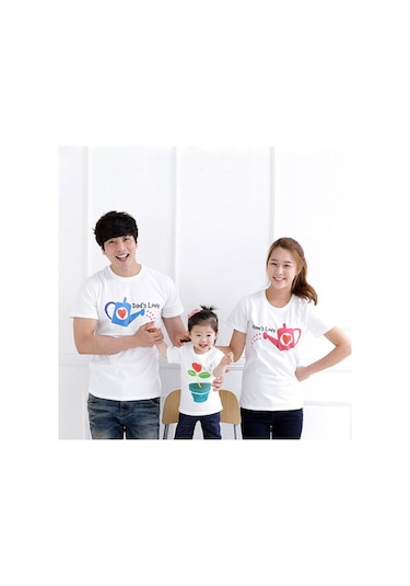 Anne Baba Çocuk Hediye Aile Tişörtleri Beyaz
