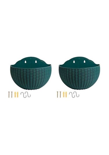 Ulzyvf Yeşil Yarım Tembel Tarzı Taklit Saksı Saksı Rattan Monte Koyu Duvara Dairesel Büyük Avrupa Tr