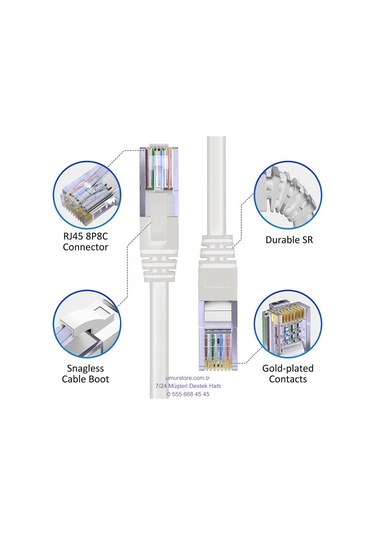 15 Metre Cat6 Patch Kablo 15m Ethernet Kablosu Utp Lan Kablosu Internet Kablosu Gri Renk