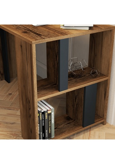 Variant Lima Çalışma Masası Ve Kitaplık Takımı - Ceviz / Antrasit Ceviz