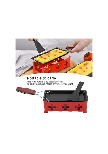 Peynir Ocağı Seti, Taşınabilir Yapışmaz Peynir Pişirme Tepsisi Ocağı Seti Siyah