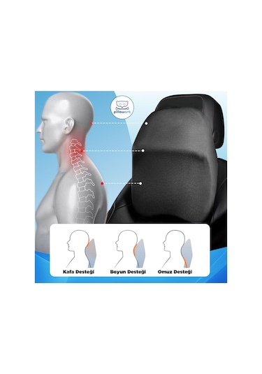 Pillowart Visco Araba Boyun Yastığı Ortopedik Oto Boyun Yastığı