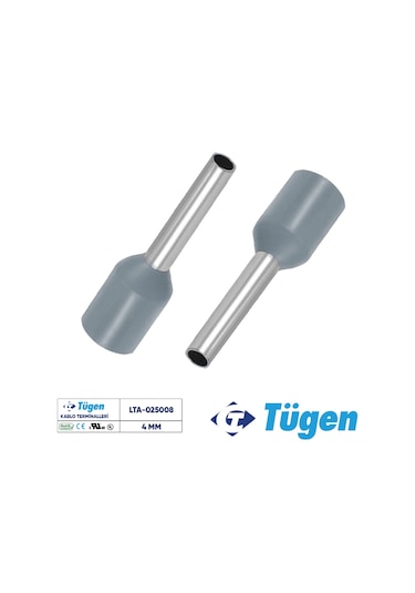 Tügen 4,00mm İzoleli Yüksük Gri 1 Kutu 250 Adet
