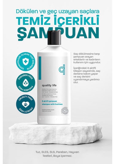 Quality Life Ql 6 Aktifli Dökülen & Geç Uzayan Saçlar İçin Şampuan 300 ML