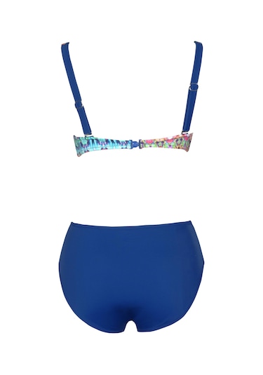 Endeep Beria Kadın Mavi Etnik Desenli Toparlayıcı Askılı Bikini Takımı Mavi