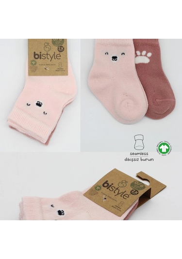 Bistyle Bear Penye Soket Çorap 2'li Bs10116 Pembe Pembe