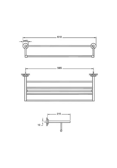 9073229548999 - Vitra Arkitekta A44340 Havlu Rafı Krom