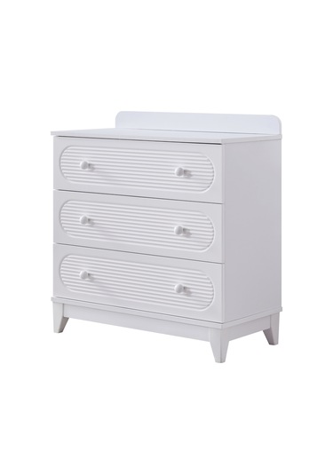 Antalya Çocuk Odası Takımı, Antalya Yavrulu Karyola, Berlin 3 Kapaklı Dolap, Şifonyer - Beyaz Renkli