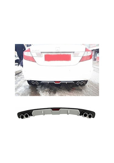 Honda Civic Fb7 Uyumlu Gri Difüzör 4 Krom Egzoz Görünümlü Difizör Arka Ek Body Kit