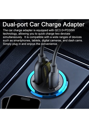 Pazly Araç Şarj Cihazı - Çift Portlu Qc3.0+pd30w Hızlı Şarj - 12-24v Otomobil/kamyon/suv