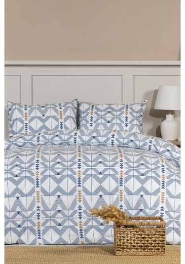 Elart Marcus Nevresim Takımı Tek Kişilik %100 Pamuk Ranforce Lastikli Çarşaf 160x220 Cm Mavi Mavi